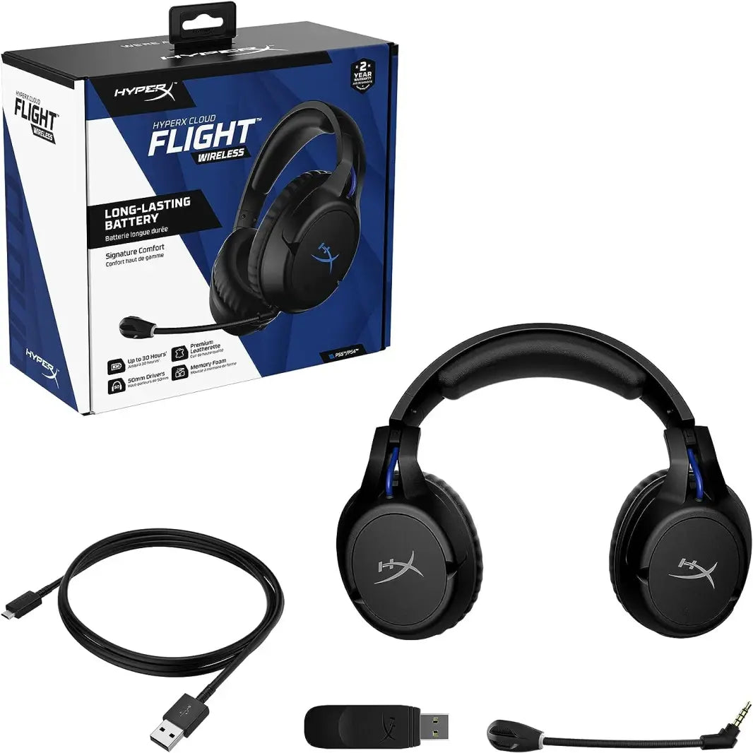 HyperX Cloud Flight – Wireless Gaming Headset for PS5 and PS4, Up to 30-hour battery