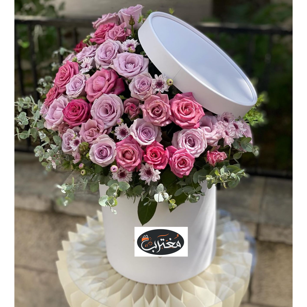 Pink shades flower bouquet in a box