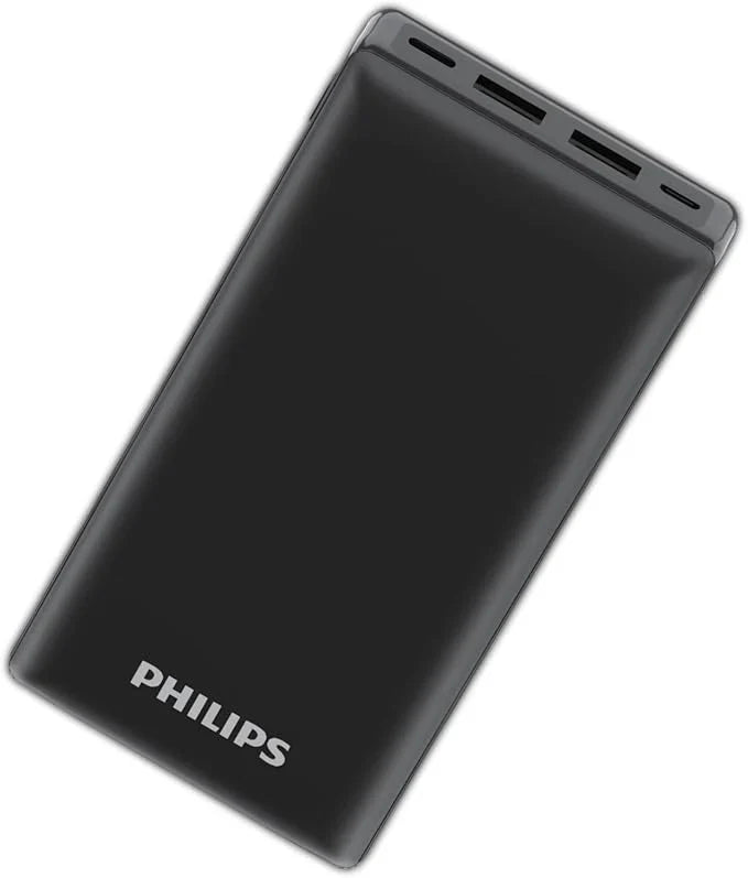 Philips 20000mAh Power Bank with 20W PD & QC3.0, USB-A & Type-C Ports (Black)